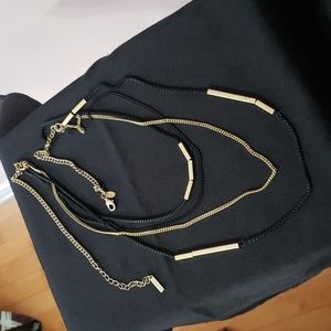 Vintage Lia Sophia Gold Tone and Black Necklace